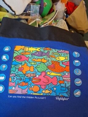 Highlights Hidden Pictures Blue Tote Bag Fish
